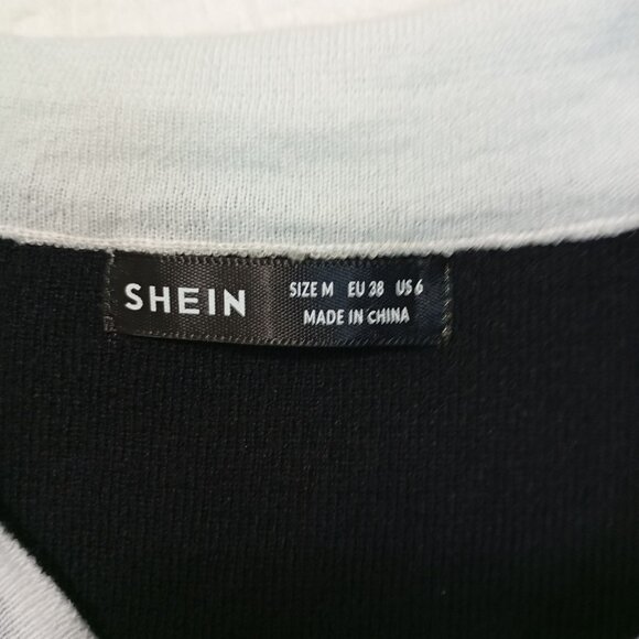 Dress Pleated Knit Black & White Collared Size M Short Sleeve - Picture 2 of 7